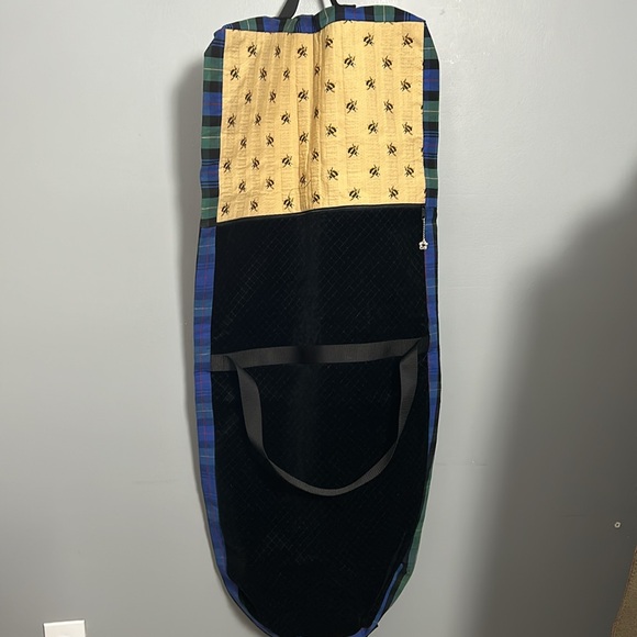 Vintage Nordic House Designs 90s Floral Plaid Velvet Hanging Garment Luggage Bag - Picture 7 of 16